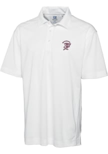 Cutter and Buck Mississippi State Bulldogs Mens White Drytec Genre Textured Short Sleeve Polo