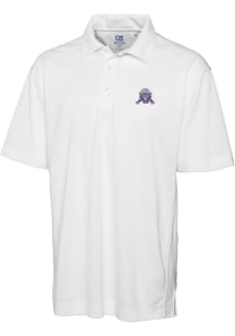 Cutter and Buck Northwestern Wildcats Mens White Drytec Genre Textured Short Sleeve Polo