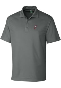 Cutter and Buck Ohio State Buckeyes Mens Grey Drytec Genre Textured Short Sleeve Polo