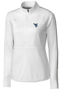 Cutter and Buck West Virginia Mountaineers Womens White Pennant Sport 1/4 Zip Pullover