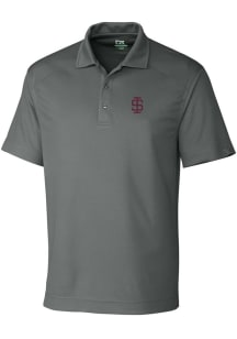Cutter and Buck Southern Illinois Salukis Mens Grey Drytec Genre Textured Short Sleeve Polo