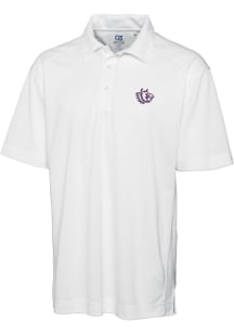 Cutter and Buck TCU Horned Frogs Mens White Drytec Genre Textured Short Sleeve Polo