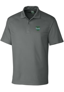 Cutter and Buck Tulane Green Wave Mens Grey Drytec Genre Textured Short Sleeve Polo