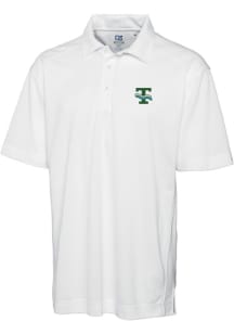 Cutter and Buck Tulane Green Wave Mens White Drytec Genre Textured Short Sleeve Polo