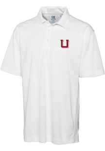 Cutter and Buck Utah Utes Mens White Drytec Genre Textured Short Sleeve Polo