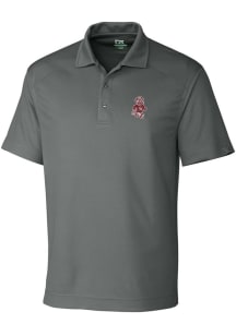 Cutter and Buck Washington State Cougars Mens Grey Drytec Genre Textured Short Sleeve Polo