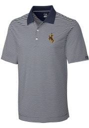 Cutter and Buck Wyoming Cowboys Mens White Trevor Stripe Short Sleeve Polo