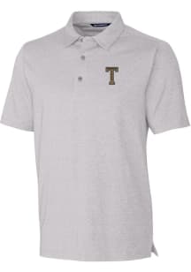 Cutter and Buck GA Tech Yellow Jackets Mens Grey Forge Heathered Short Sleeve Polo