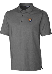 Cutter and Buck Illinois Fighting Illini Mens Charcoal Forge Heathered Short Sleeve Polo