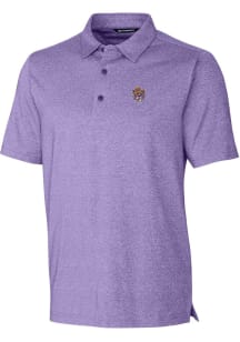 Cutter and Buck LSU Tigers Mens Purple Forge Heathered Short Sleeve Polo