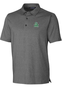 Cutter and Buck Marshall Thundering Herd Mens Charcoal Forge Heathered Short Sleeve Polo