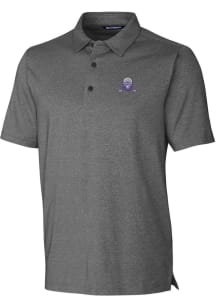 Mens Northwestern Wildcats Grey Cutter and Buck Forge Heathered Short Sleeve Polo Shirt