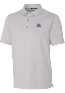 Mens Northwestern Wildcats Grey Cutter and Buck Forge Heathered Short Sleeve Polo Shirt