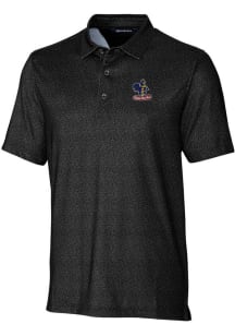Cutter and Buck Delaware Fightin' Blue Hens Mens Black Pike Micro Floral Short Sleeve Polo
