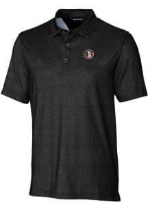 Cutter and Buck Florida State Seminoles Mens Black Pike Micro Floral Short Sleeve Polo