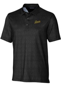 Cutter and Buck George Mason University Mens Black Pike Micro Floral Short Sleeve Polo