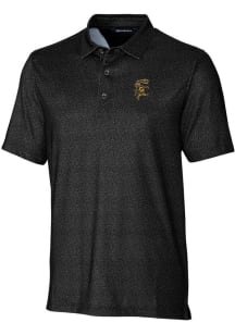 Cutter and Buck Grambling State Tigers Mens Black Pike Micro Floral Short Sleeve Polo