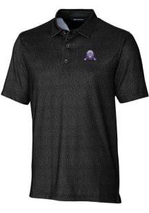 Cutter and Buck Northwestern Wildcats Mens Black Pike Micro Floral Short Sleeve Polo