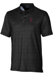 Cutter and Buck Southern Illinois Salukis Mens Black Pike Micro Floral Short Sleeve Polo