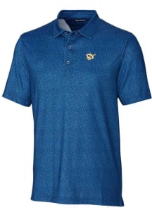 Cutter and Buck West Virginia Mountaineers Mens Blue Pike Micro Floral Short Sleeve Polo