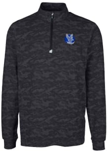 Cutter and Buck Air Force Falcons Mens Black Traverse Camo Print Stretch Long Sleeve 1/4 Zip Pul..