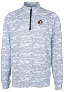 Cutter and Buck Florida State Seminoles Mens Charcoal Traverse Camo Print Stretch Long Sleeve 1/..
