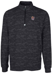 Cutter and Buck LSU Tigers Mens Black Traverse Camo Print Stretch Long Sleeve 1/4 Zip Pullover