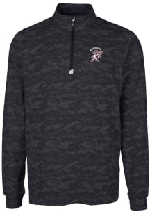 Cutter and Buck Mississippi State Bulldogs Mens Black Traverse Camo Print Stretch Long Sleeve 1/..