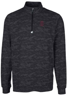 Cutter and Buck Southern Illinois Salukis Mens Black Traverse Camo Print Stretch Long Sleeve 1/4..