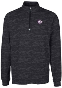 Cutter and Buck TCU Horned Frogs Mens Black Traverse Camo Print Stretch Long Sleeve 1/4 Zip Pull..
