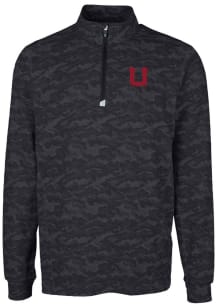 Cutter and Buck Utah Utes Mens Black Traverse Camo Print Stretch Long Sleeve 1/4 Zip Pullover