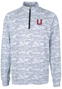 Cutter and Buck Utah Utes Mens Charcoal Traverse Camo Print Stretch Long Sleeve 1/4 Zip Pullover