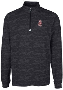 Cutter and Buck Washington State Cougars Mens Black Traverse Camo Print Stretch Long Sleeve 1/4 ..