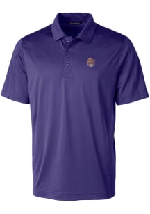 Cutter and Buck LSU Tigers Mens Purple Prospect Textured Short Sleeve Polo