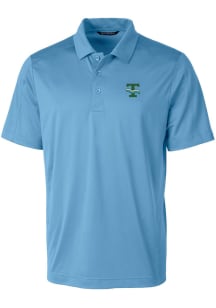 Cutter and Buck Tulane Green Wave Mens Blue Prospect Textured Short Sleeve Polo