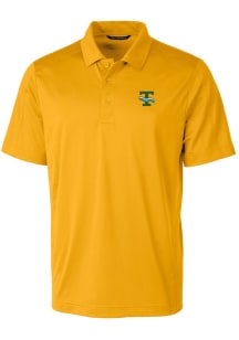 Cutter and Buck Tulane Green Wave Mens Gold Prospect Textured Short Sleeve Polo