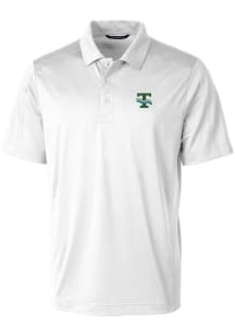 Cutter and Buck Tulane Green Wave Mens White Prospect Textured Short Sleeve Polo
