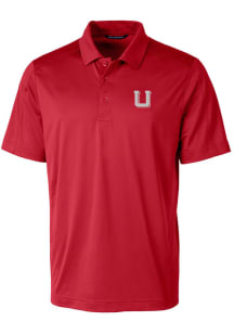 Cutter and Buck Utah Utes Mens Red Prospect Textured Short Sleeve Polo