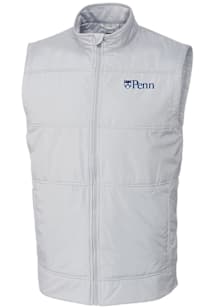 Cutter and Buck Pennsylvania Quakers Big and Tall White Stealth Hybrid Quilted Windbreaker Vest Me..