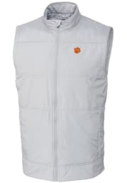 Cutter and Buck Clemson Tigers Mens White Stealth Hybrid Quilted Windbreaker Vest Big and Tall Light Weight Jacket