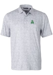 Cutter and Buck Marshall Thundering Herd Mens Grey Pike Constellation Short Sleeve Polo