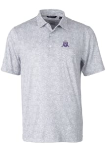 Mens Northwestern Wildcats Grey Cutter and Buck Pike Constellation Short Sleeve Polo Shirt
