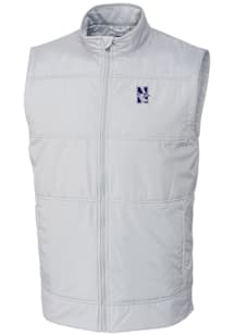 Cutter and Buck Northwestern Wildcats Big and Tall White Stealth Hybrid Quilted Windbreaker Vest M..