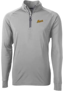 Cutter and Buck George Mason University Mens Grey Adapt Eco Knit Long Sleeve 1/4 Zip Pullover