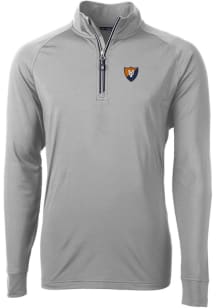 Cutter and Buck Illinois Fighting Illini Mens Grey Vault Adapt Eco Knit Long Sleeve 1/4 Zip Pull..