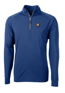 Mens Illinois Fighting Illini Blue Cutter and Buck Adapt Eco Knit Qtr Zip Pullover