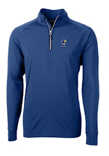 Cutter and Buck Kansas Jayhawks Mens Blue Adapt Eco Knit Long Sleeve Qtr Zip Pullover