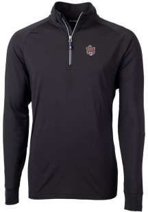 Cutter and Buck LSU Tigers Mens Black Vault Adapt Eco Knit Long Sleeve 1/4 Zip Pullover