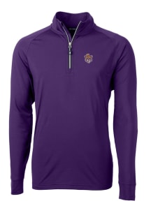 Cutter and Buck LSU Tigers Mens Purple Adapt Eco Knit Long Sleeve 1/4 Zip Pullover