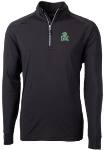 Cutter and Buck Marshall Thundering Herd Mens Black Adapt Eco Knit Long Sleeve 1/4 Zip Pullover